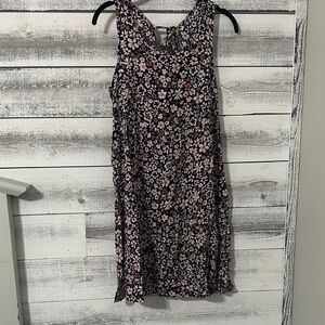 Pink Rose Black and Pink Floral Mini Dress